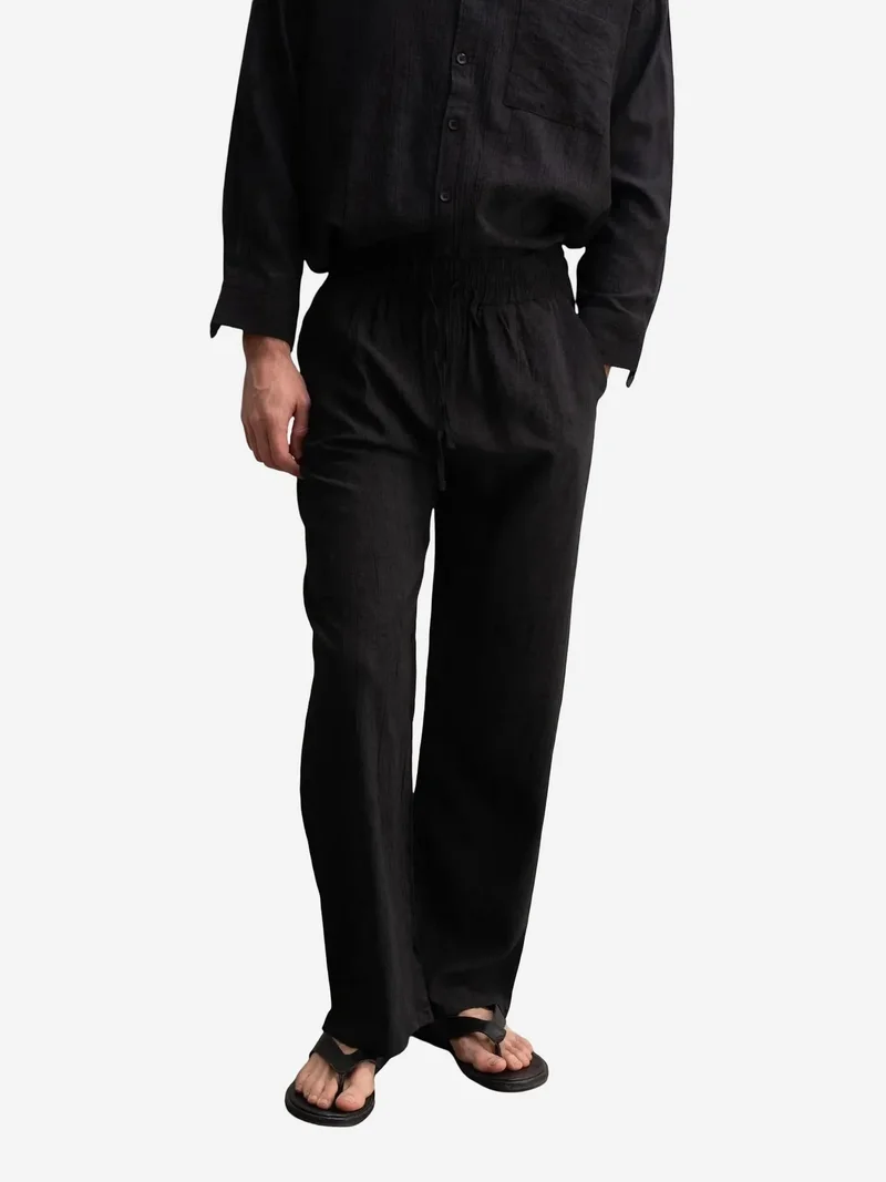 جيستو بنطلون جيستو بقصة مستقيمة وخصر برباط